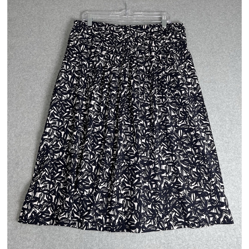 Koret Skirt Size Large L Navy Blue & White Floral Crepe Vintage Stretch Zipper‎